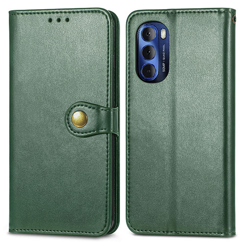 Leather Case Stands Flip Cover Holder S05D for Motorola Moto G Stylus (2022) 5G Green