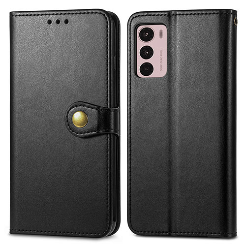 Leather Case Stands Flip Cover Holder S05D for Motorola Moto G42 Black