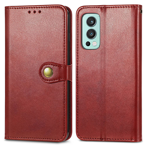 Leather Case Stands Flip Cover Holder S05D for OnePlus Nord 2 5G Red