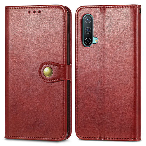 Leather Case Stands Flip Cover Holder S05D for OnePlus Nord CE 5G Red