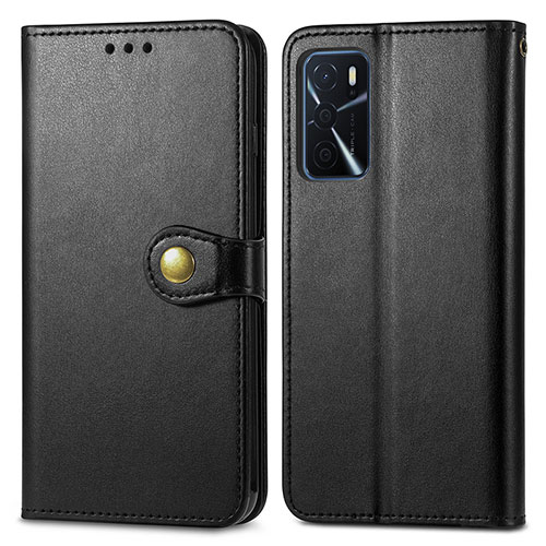 Leather Case Stands Flip Cover Holder S05D for Oppo A54s Black