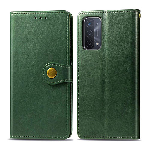 Leather Case Stands Flip Cover Holder S05D for Oppo A74 5G Green