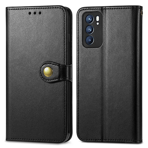 Leather Case Stands Flip Cover Holder S05D for Oppo Reno6 5G Black