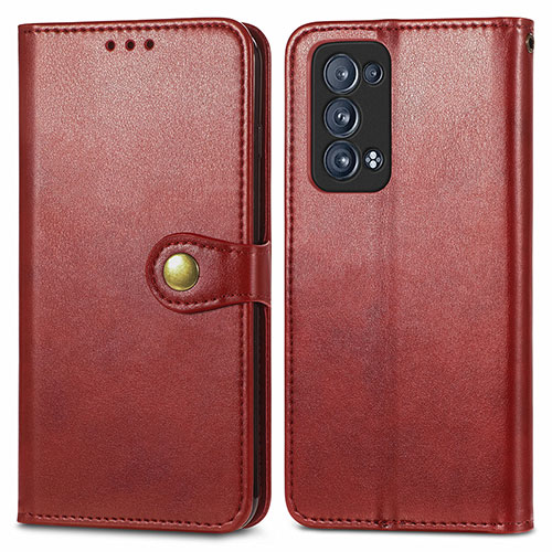 Leather Case Stands Flip Cover Holder S05D for Oppo Reno6 Pro 5G Red