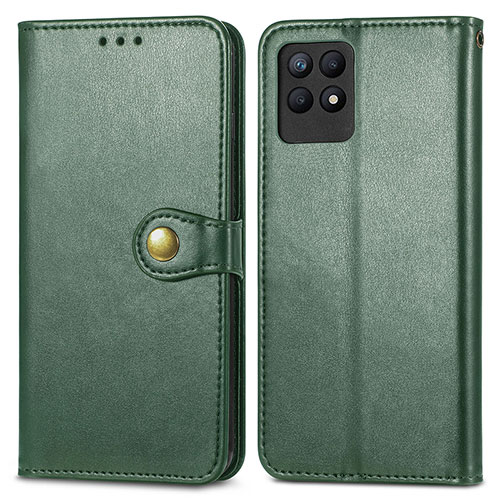 Leather Case Stands Flip Cover Holder S05D for Realme 8i Green