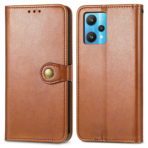 Leather Case Stands Flip Cover Holder S05D for Realme 9 4G Brown