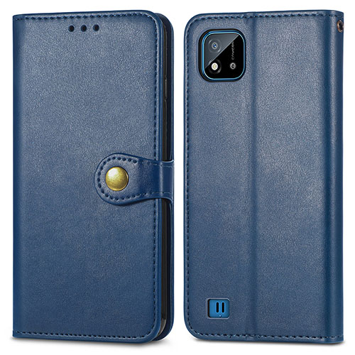 Leather Case Stands Flip Cover Holder S05D for Realme C11 (2021) Blue