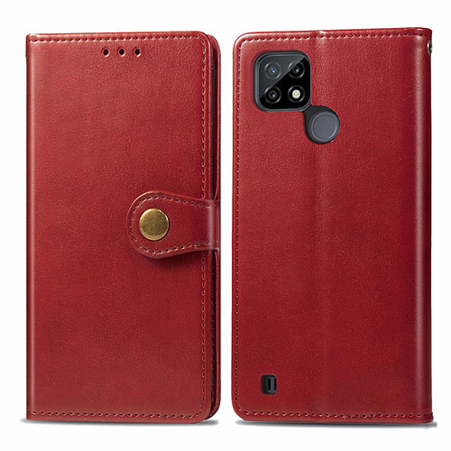 Leather Case Stands Flip Cover Holder S05D for Realme C21Y Red