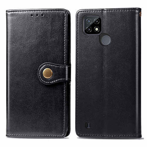 Leather Case Stands Flip Cover Holder S05D for Realme C25Y India Black