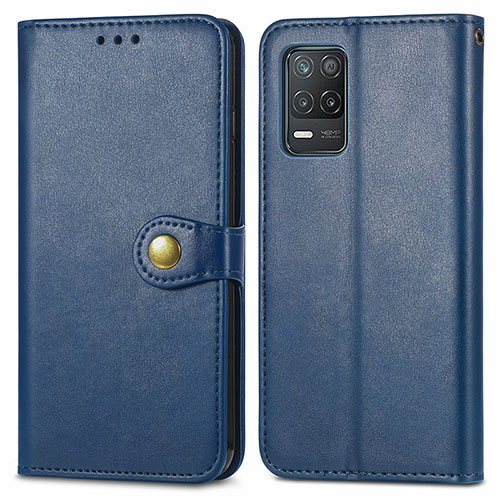 Leather Case Stands Flip Cover Holder S05D for Realme Q3i 5G Blue