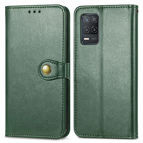 Leather Case Stands Flip Cover Holder S05D for Realme Q3i 5G Green