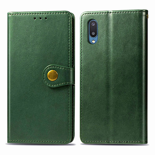 Leather Case Stands Flip Cover Holder S05D for Samsung Galaxy A02 Green