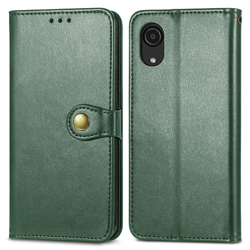 Leather Case Stands Flip Cover Holder S05D for Samsung Galaxy A03 Core Green