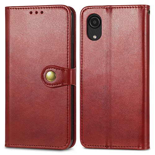 Leather Case Stands Flip Cover Holder S05D for Samsung Galaxy A03 Core Red