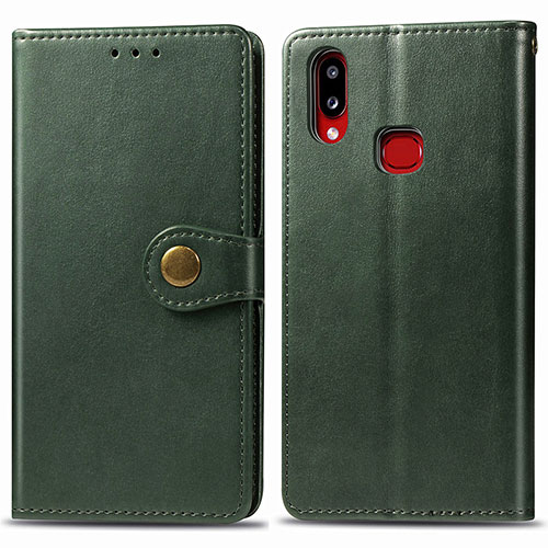 Leather Case Stands Flip Cover Holder S05D for Samsung Galaxy A10s Green