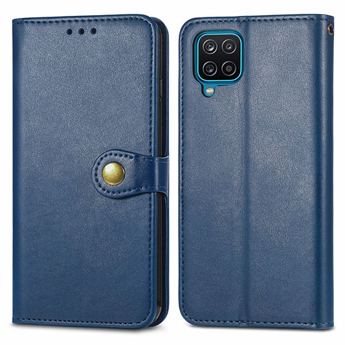 Leather Case Stands Flip Cover Holder S05D for Samsung Galaxy A12 5G Blue