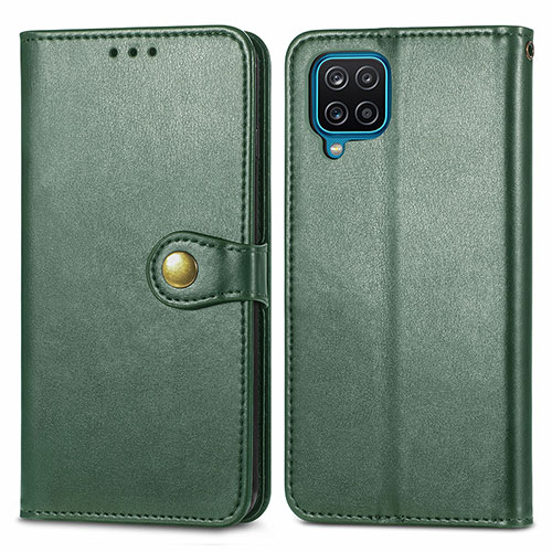 Leather Case Stands Flip Cover Holder S05D for Samsung Galaxy A12 5G Green