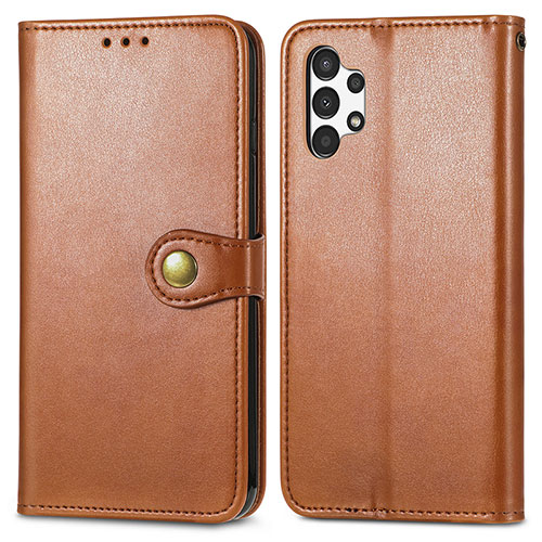 Leather Case Stands Flip Cover Holder S05D for Samsung Galaxy A13 4G Brown