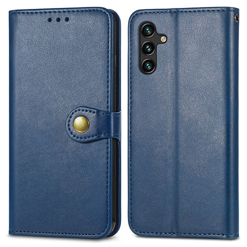 Leather Case Stands Flip Cover Holder S05D for Samsung Galaxy A13 5G Blue