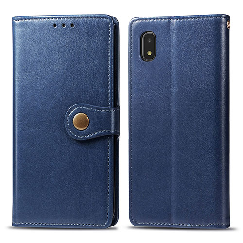 Leather Case Stands Flip Cover Holder S05D for Samsung Galaxy A21 SC-42A Blue