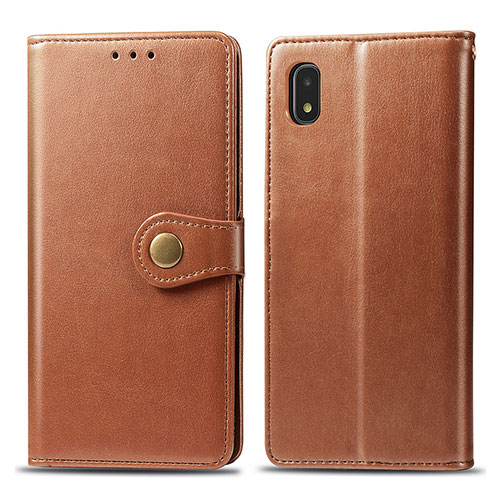 Leather Case Stands Flip Cover Holder S05D for Samsung Galaxy A21 SC-42A Brown