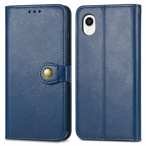 Leather Case Stands Flip Cover Holder S05D for Samsung Galaxy A22 5G SC-56B Blue