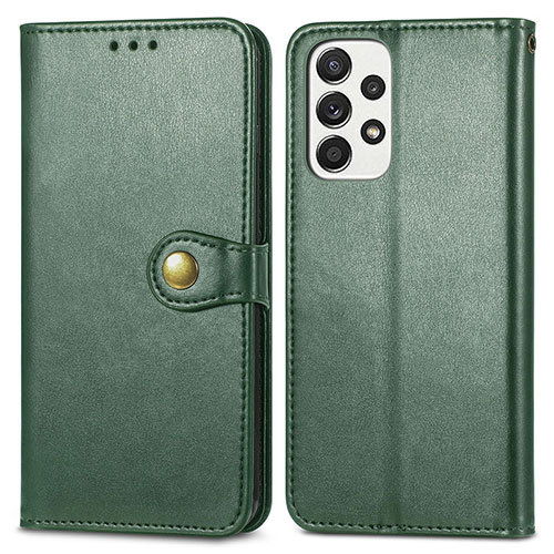 Leather Case Stands Flip Cover Holder S05D for Samsung Galaxy A53 5G Green