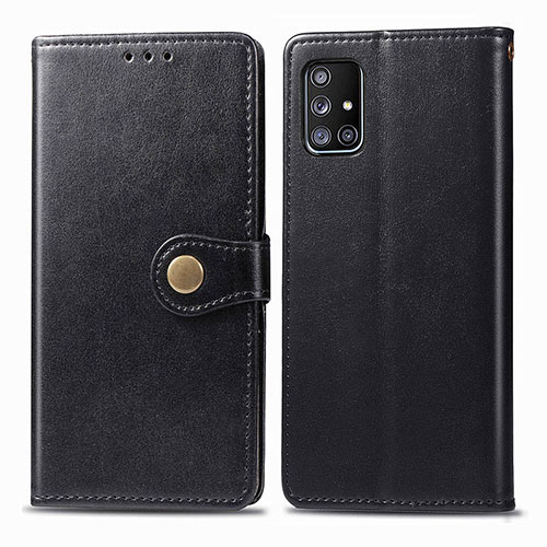 Leather Case Stands Flip Cover Holder S05D for Samsung Galaxy A71 5G Black