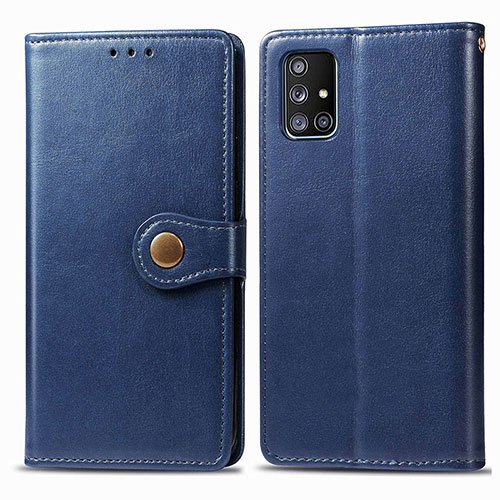 Leather Case Stands Flip Cover Holder S05D for Samsung Galaxy A71 5G Blue