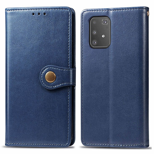 Leather Case Stands Flip Cover Holder S05D for Samsung Galaxy A91 Blue