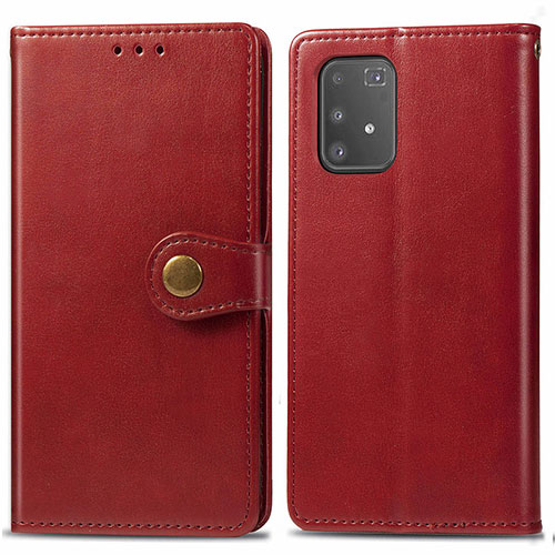 Leather Case Stands Flip Cover Holder S05D for Samsung Galaxy A91 Red