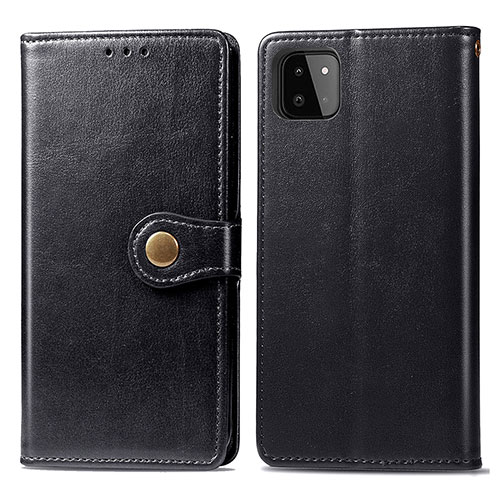 Leather Case Stands Flip Cover Holder S05D for Samsung Galaxy F42 5G Black