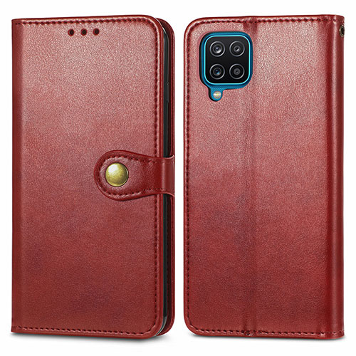 Leather Case Stands Flip Cover Holder S05D for Samsung Galaxy M12 Red