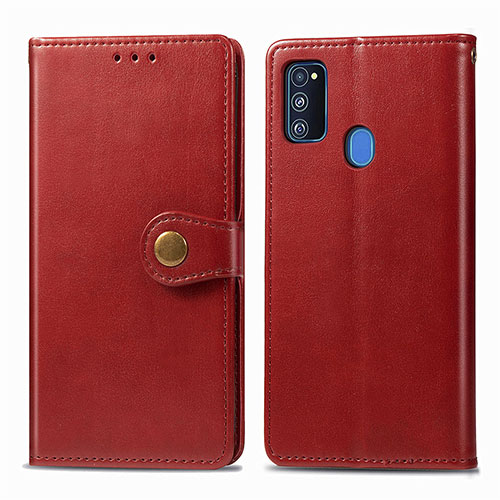 Leather Case Stands Flip Cover Holder S05D for Samsung Galaxy M21 Red