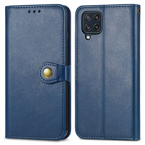 Leather Case Stands Flip Cover Holder S05D for Samsung Galaxy M32 4G Blue