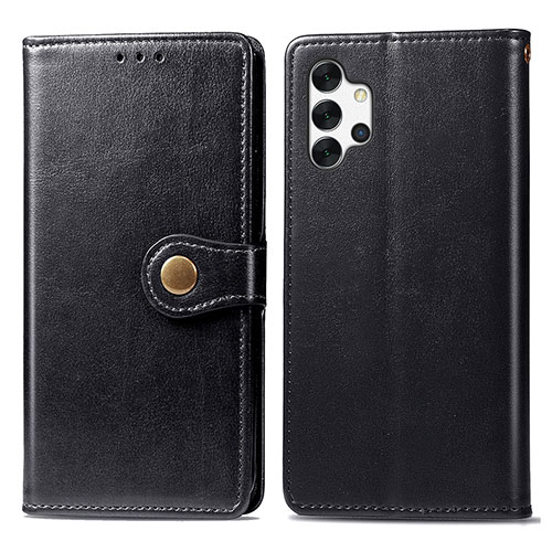 Leather Case Stands Flip Cover Holder S05D for Samsung Galaxy M32 5G Black