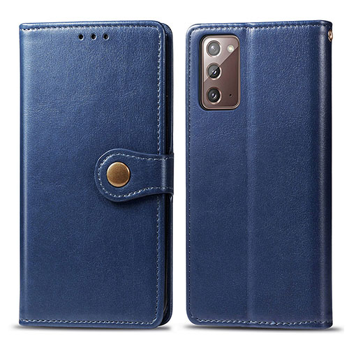 Leather Case Stands Flip Cover Holder S05D for Samsung Galaxy Note 20 5G Blue