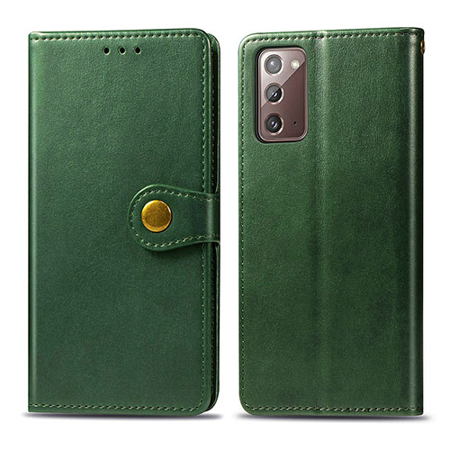 Leather Case Stands Flip Cover Holder S05D for Samsung Galaxy Note 20 5G Green