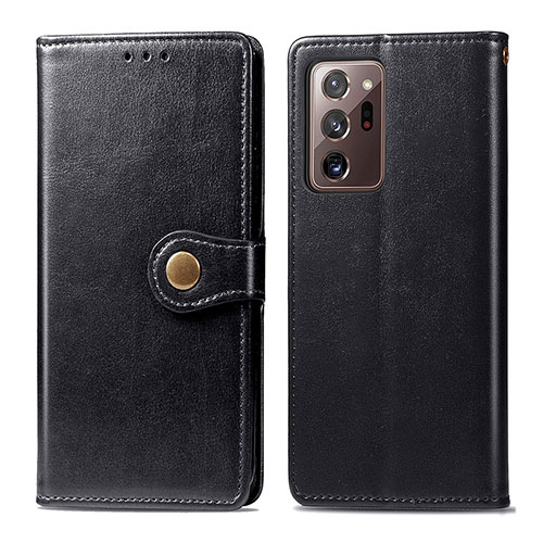 Leather Case Stands Flip Cover Holder S05D for Samsung Galaxy Note 20 Ultra 5G Black