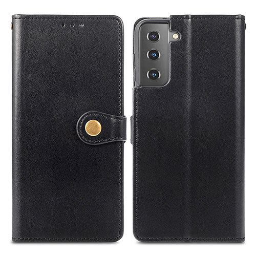 Leather Case Stands Flip Cover Holder S05D for Samsung Galaxy S21 Plus 5G Black