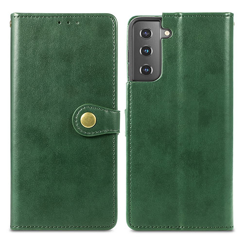 Leather Case Stands Flip Cover Holder S05D for Samsung Galaxy S21 Plus 5G Green