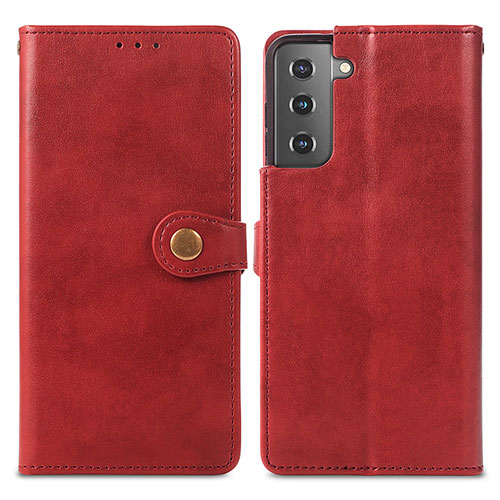 Leather Case Stands Flip Cover Holder S05D for Samsung Galaxy S21 Plus 5G Red