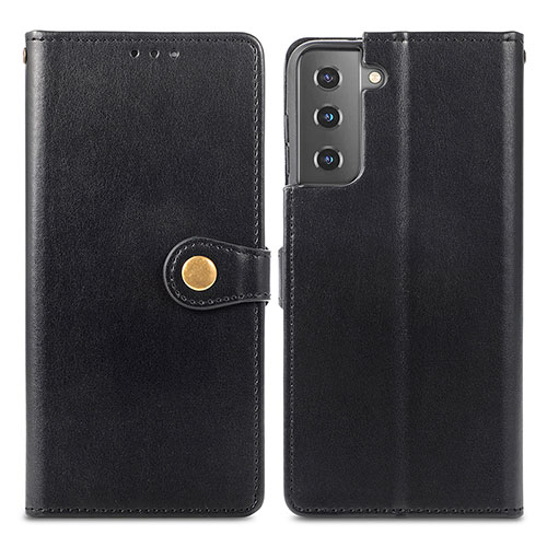 Leather Case Stands Flip Cover Holder S05D for Samsung Galaxy S22 Plus 5G Black