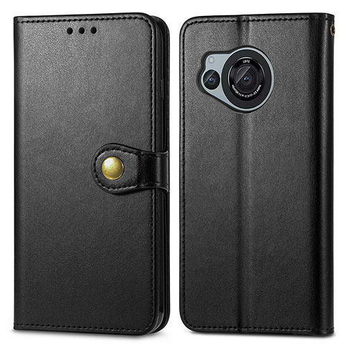 Leather Case Stands Flip Cover Holder S05D for Sharp Aquos R8 Black