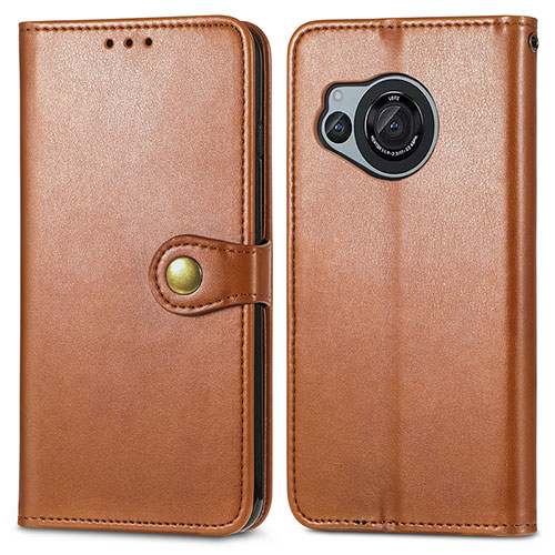 Leather Case Stands Flip Cover Holder S05D for Sharp Aquos R8s Brown