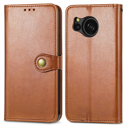 Leather Case Stands Flip Cover Holder S05D for Sharp Aquos Sense8 Brown