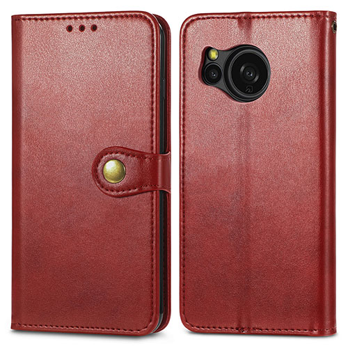 Leather Case Stands Flip Cover Holder S05D for Sharp Aquos Sense8 Red