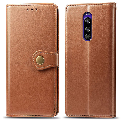 Leather Case Stands Flip Cover Holder S05D for Sony Xperia 1 Brown