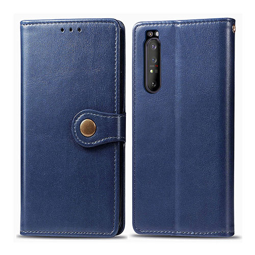 Leather Case Stands Flip Cover Holder S05D for Sony Xperia 1 II Blue