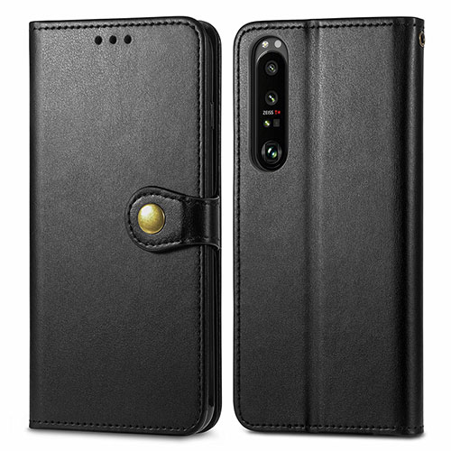 Leather Case Stands Flip Cover Holder S05D for Sony Xperia 1 III Black